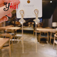 BS Bee Sister สินค้าใหม่ขายร้อน S925ต่างหูเข็มยาวต่างหูพู่หญิงอารมณ์ Ear Stud เกาหลีอินเทอร์เน็ตคนดังคุณภาพสูงคนดังหูเครื่องประดับ Drop ต่างหู