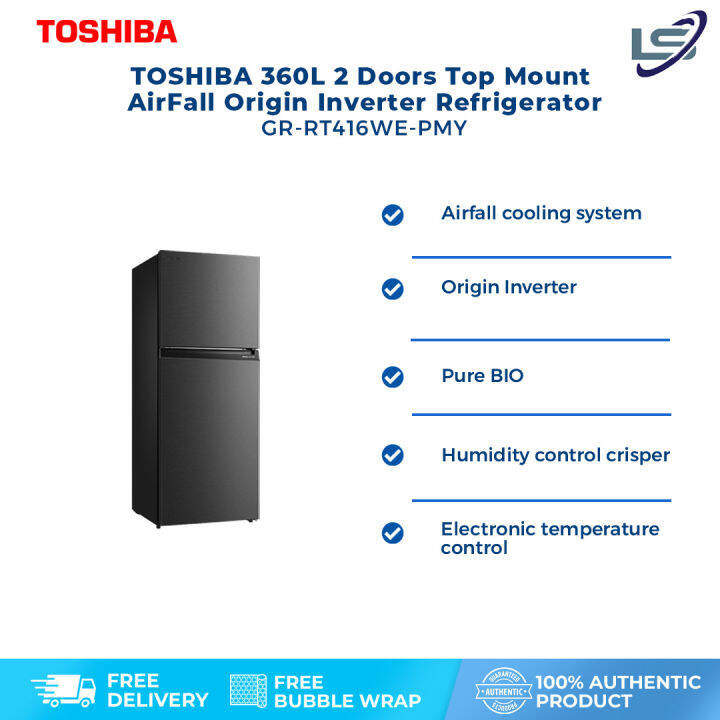 TOSHIBA 360L 2 Doors Inverter Refrigerator GRRT416WEPMY(06) AirFALL