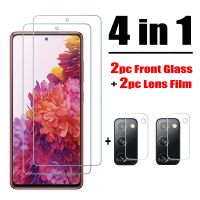 [Electronic film] 4ใน1สำหรับ Samsung S20 FE S21 S22 Plus ป้องกันหน้าจอแก้ว Galaxy A12 A51 A20 A30 A50 M31S A42 A21S A72 A52S A32ฟิล์มเลนส์