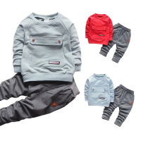 Childrens Clothes 2021 Autumn Boys Long-Sleeved O-Neck Sweater 1 2 3 4 5 Years Old Baby Big Bag T-Shirts and Pants 2 Pcs Sets