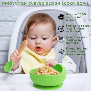 1 Set Baby Bowl Spoon, Infant Silicone Training Bowl & Spoon Set With  Suction Cup For Self-feeding