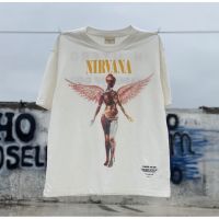 ขนาดบวก เสื้อยืดแขนสั้นลําลอง ✨✨คอกลม พิมพ์ลายอัลบั้ม NIRVANA Angel Limited สีขาว สไตล์วินเทจ  ราคาถูกสินค้าราคาโรงงา