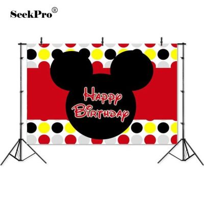 【Worth-Buy】 พื้นหลังสตูดิโอถ่ายภาพการ์ตูน Mickey Mouse แบบกำหนดเองเกิดรูปภาพงานเลี้ยงวันเกิดแบ็คดรอปโฟโต้คอล