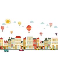 Building Car Hot Air Balloon Wall Sticker For Baby Rooms Bedroom Decorations Home Wallpaper Nursery Mural Kids Room Stickers