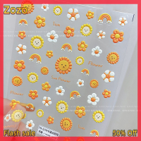 Zozo ✨Ready Stock✨ สติ๊กเกอร์เล็บสติ๊กเกอร์สติ๊กเกอร์สีดำดอกไม้ป่าเฟิร์นกุหลาบสติ๊กเกอร์ทานตะวัน