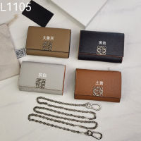 Versatile Top Layer Cowhide Female Handheld Short Zero Wallet Chain