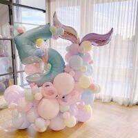 （koko party supplies）50ชิ้น /Settail Balloon40inch จำนวนลูกโป่ง Macaron บอลลูน0-9วันเกิดเด็กอาบน้ำตกแต่งงานแต่งงาน