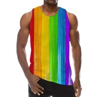 Rainbow Tank Top For Men 3D Print Colorful Sleeveless Pattern Top Graphic Vest Multicolor Tees Sport Gym Beach Tanks