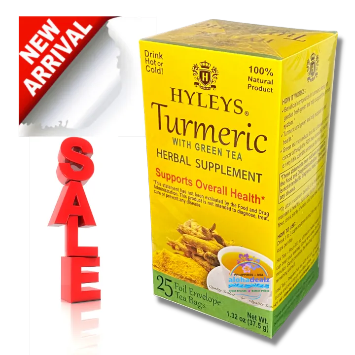 Hyleys Turmeric with Green Tea100 Natural Product 25 foil envelope tea