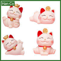 [Han-Co] LuckyCat เครื่องประดับรูปปั้นแมวให้โชคเรซินสังเคราะห์สำหรับตกแต่งห้องนั่งเล่นในบ้าน