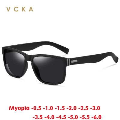 แว่นตา Myopia แว่นกันแดดเลนส์หลายสีโพลาไรซ์สำหรับผู้ชายผู้หญิงผู้หญิง0.5ตามใบสั่งแพทย์แว่นตาสายตาเอียงสายตาสั้นทรงสี่เหลี่ยม VCKA