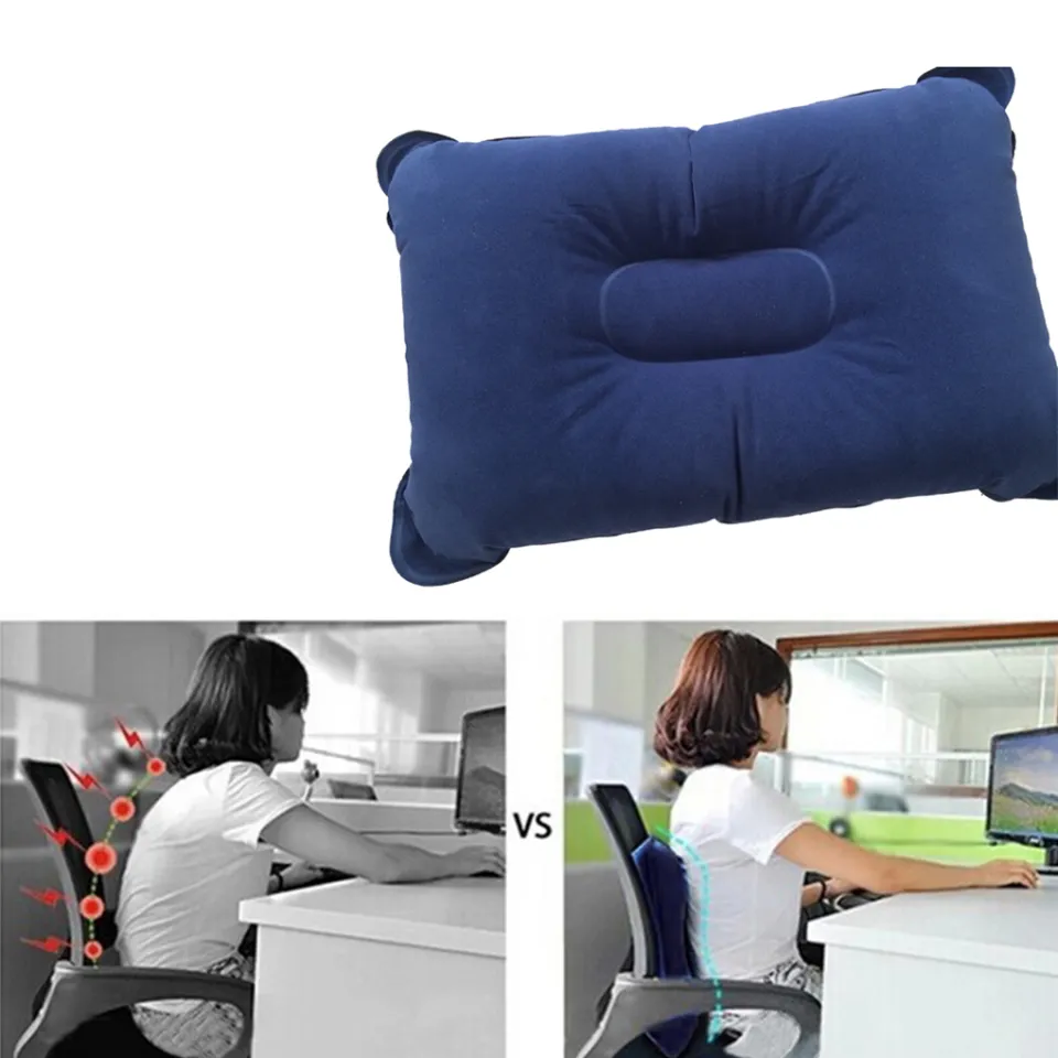 Air Inflatable Pillow Outdoor Travel Portable Folding Double Sides Flocking  Cushion for Travel Plane Hotel Home