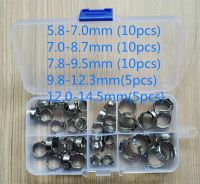 ❀❃™ Free shipping Pipe Clamp High Quality 40 PCS Stainless Steel 304 Single Ear Hose Clamps Assortment Kit Single with box