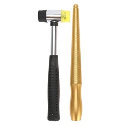 2 Pieces of Ring Mandrel Ruler Finger Measuring Stick Handle Hammer Jewelry Tool Wedding Ring Tester Ruler