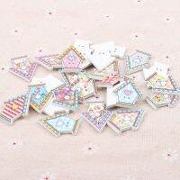 【YF】✿  Buttons Colorful mini house 2 Holes Sewing Scrapbooking Crafts 21x27mm 30pcs