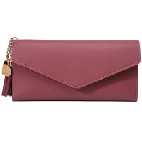 Dompet Wanita Fashion 2023 Dompet Ritsleting Sederhana Dompet Clutch Bagian Panjang Merah Abu-abu Hitam Putih Tas Uang Kulit PU Lembut