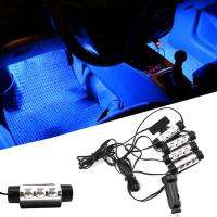 Car Interior Atmosphere Light Auto Decorative Blue Lights Lighter Adapter Mount Floor Foot One with Four Strip Lamp