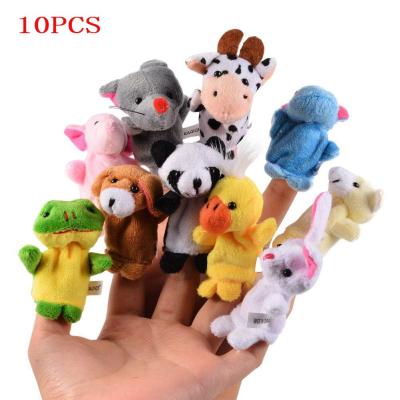 QH 10pcs 16pcs Funny Cartoon Animal Plush Finger Puppets Set Cute Dolls Children Kids Toy