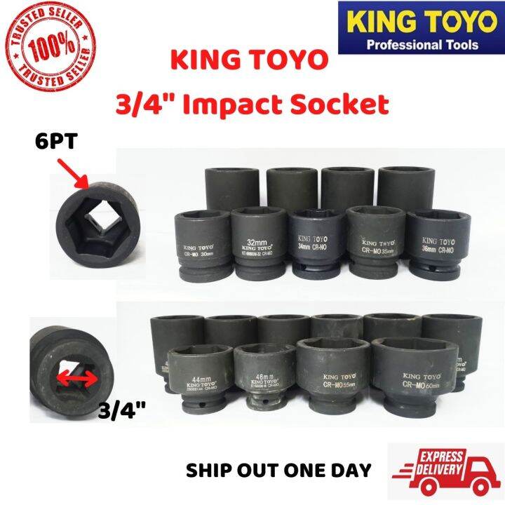 BlueSpot 11pc 3/4" Drive Metric Deep Impact Socket Set - 17mm To 38mm - Model 1558