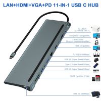 Docking Station USB C Hub Type-C To HDMI+VGA Adapter Dual Monitor with RJ45 Ethernet SD TF Audio PD for MacBook Pro Surface OTG