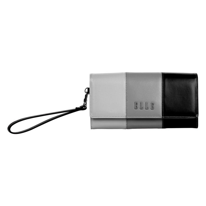 elle-bag-collection-gradient-กระเป๋าสตางค์-3-พับยาว-หนังวัวแท้-สีดำ-eww154