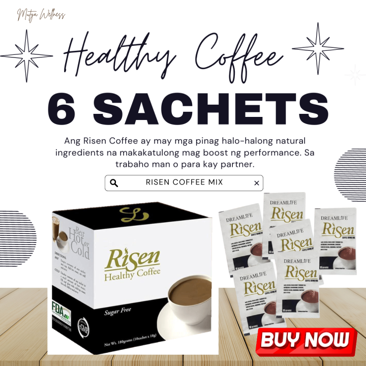 (6 SACHETS) TRIAL PACK RISEN COFFEE MIX / BUTTERSCOTCH FLAVOR / HALAL / SUGAR FREE / IMMUNE