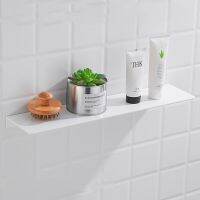 White 200-500MM Aluminum Wall Mounted Type Single Tier Multipurpose Bathroom Kitchen Shower Room Toilet Accessories Shelves Rack Bathroom Counter Stor