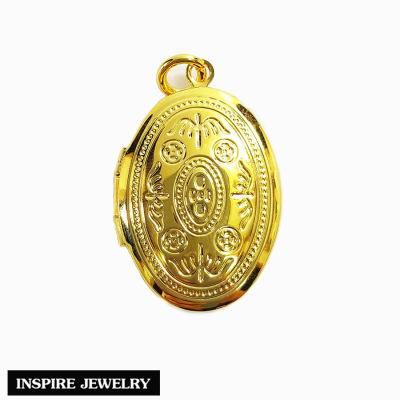 Inspire Jewelry ,จี้ล็อกเก็ต ขนาดเล็ก  2CM  พร้อมสร้อยคอทอง ขนาด17 นิ้ว ตัวเรือนหุุ้มทอง 24K เปิดปิด ใส่รูป พร้อมกล่องทอง