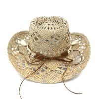 Angelica Hand-Woven Western Cowboy Hat Salty Grass New Natural Straw Hat Sun Visor For Women Men Fashionable With Belt