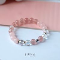 กำไลหินนำโชค Rose Quartz - Strawberry Quartz เสริมความรักและเมตตา 8 มิล by Sirinn Jewelry