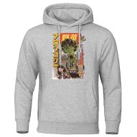 Japan Harajuku Giant Broccozilla Attacking Humans Hoodie For Men O-Neck Pocket Pullover Hoody Autumn Pullover Man Hoody Size XS-4XL