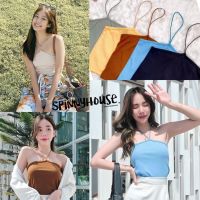 ?SpinnyHouse? เสื้อไปทะเล เสื้อครอปคล้องคอ สายคล้องคอสปาเกตตี้ ผ้าเก็บทรงสวยมาก 208 Chester เชสเตอร์ กริลล์ O104Q