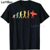 Retro Surfing Evolution Funny T Shirt For Mens Pure Cotton Tee Shirt Vintage Tshirt 100% Cotton Gildan