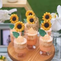 【Ready Stock】 ❄◊✲ E05 Sunflower Cupcake Topper Birthday Party Cake Decoration Ice Cream Decora Dessert Table Bottle Seal Ribbon Happy Birthday Wedding Cake Sign