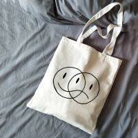 【jw】♀✘  New Korea Cartoon Gothic Shopper Tote for Shopping Smiley Face Pattern Men