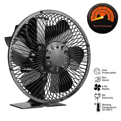 ☄Hanmu56ระบายอากาศ De Lareira 6 Lâmina Calor Alimentado Fogão Ventilador Com Capa Protetora Log Queimador Madeira Eco Distributião Silencioso