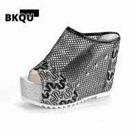 Summer Net yarn High heels 2023 New Women 12CM Wedges Sandals Platform Slippers Lace Increase Peep Toe Shoes Feminina Chaussures