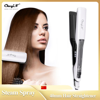 CkeyiN 40Mm Professional Hair Straightener Steam Spray ความร้อนอย่างรวดเร็วไอออนลบเหล็กแบนพร้อมอุณหภูมิที่ปรับได้