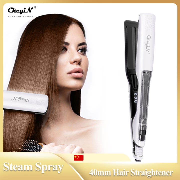 ckeyin-40mm-professional-hair-straightener-steam-spray-ความร้อนอย่างรวดเร็วไอออนลบเหล็กแบนพร้อมอุณหภูมิที่ปรับได้