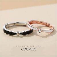 s925 Couples ring 27 แหวนคู่รักเงินแท้ one love one life สวยสะดุดตา ประดับ Cubic Zirconia (CZ) ปรับขนาดได้