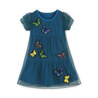 HOT★Baby Girls New Designed Summer Clothes Applique Some butterflies Kids Dresses Sleeves Clothing 2-7T 2020