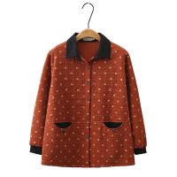 Plus Size XL-4XL Womens Turn Down Collar Patchwork Spring Autumn Jackets Oversized Vintage Button Up A-line Female Outerwear