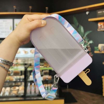 300ml Ice Cream Plastic Water Bottles With Straw Bottle Anti-fall Portable Cup Kids Outdoor Climbing Mug Cups Bottles For Sports