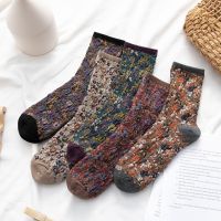 Retro Women Socks with Flower Autumn Winter Cute Short Socks for Ladies Girls Fashion Vintage Streetwear Sock Christmas Gifts