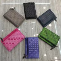 2023 New★ Bs leather woven key coin purse lambskin mens and womens zipper wallet key bag small lightweight and ultra-thin