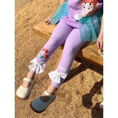 [ส่งของ]Girls leggings 2023 new spring and summer childrens cartoon summer wear stretch slim pants little girl versatile pants