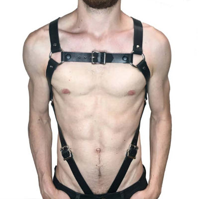 ZONGPAN ผู้ชายยืดร่างกายหนังสายรัดเข็มขัดรัด Suspenders Braces ชุดเกราะ