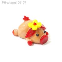 Flesh-Colored Cute Glass Pig Mini Figurine Ornament Creative Tiny Animal Statue Kawaii Decor Xmas Easter New Year Gifts for Kids