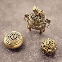 Retro Copper Small Lotus Pocket Hollow Out Incense Stick Brass Incense Holder with Cover Sandalwood Cense Home Decoration