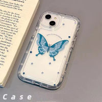 For IPhone 14 Pro Max IPhone Case Thickened TPU Soft Case Clear Case Airbag Shockproof Wave point Butterfly Smple Style Compatible with For IPhone 12 11